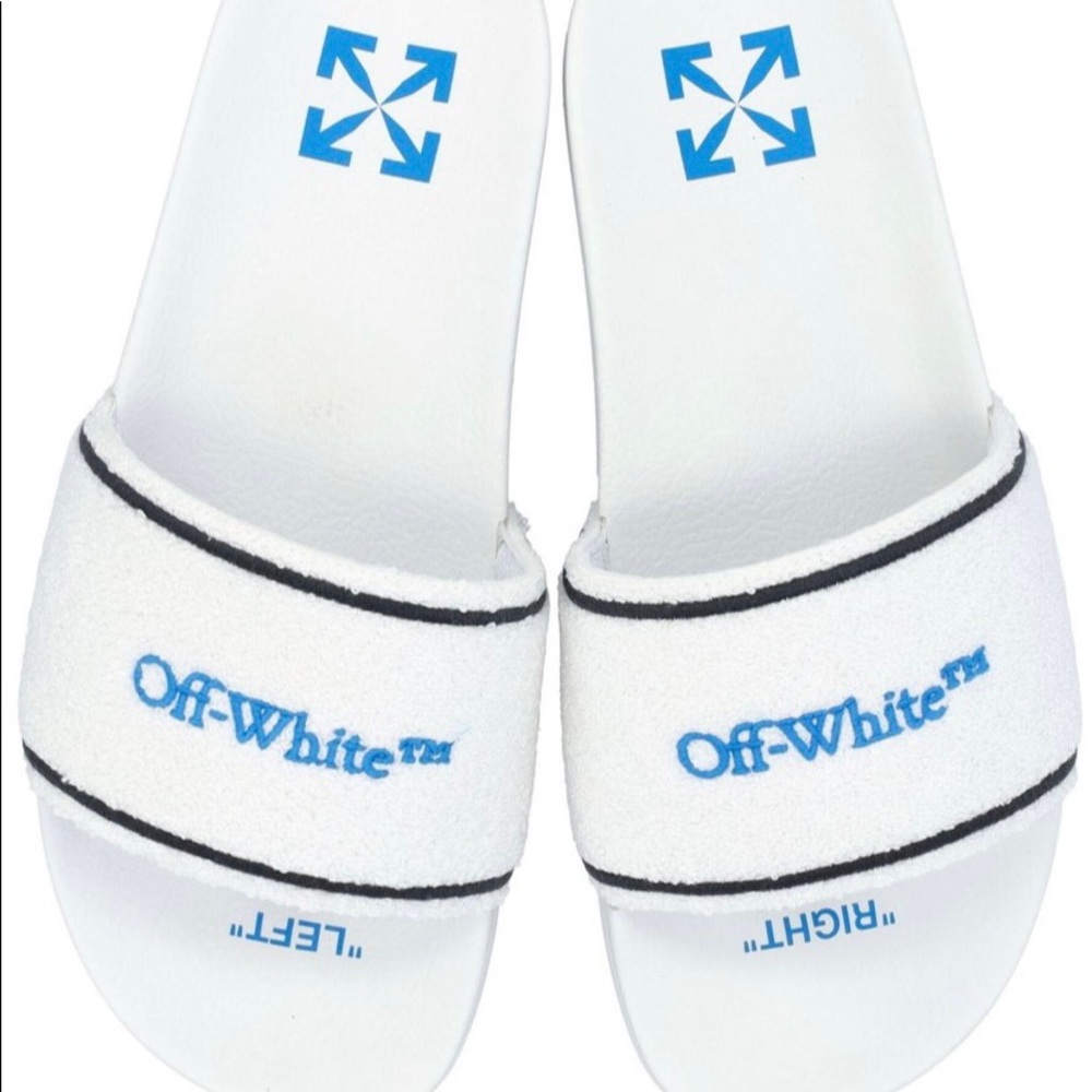 Off-White c/o Virgil Abloh Terry Slide Sandal Blue/White Size 7.5